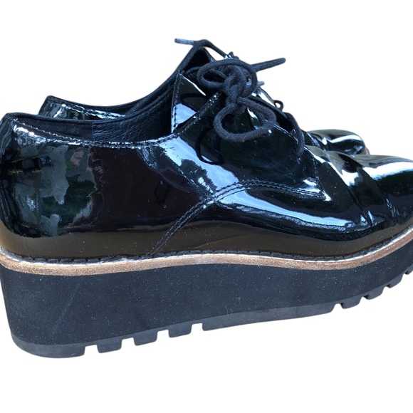 Eileen Fisher EDDY PATENT LEATHER PLATFORM black OXFORD size 6 nwot - Picture 12 of 13